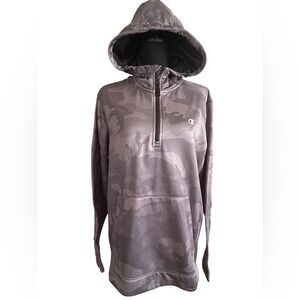 Champion Gray Camo Quarter Zip Hoodie Athletic Streetwear Athleisure Men’s Large